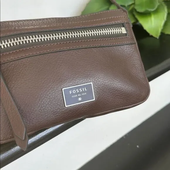 Fossil genuine leather like new crossbody shoulder purse brown - Picture 7 of 10